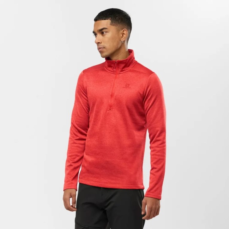 Red Salomon Essential Lightwarm Seamless Half Zip Men\'s Sweatshirt | IE BZ1603